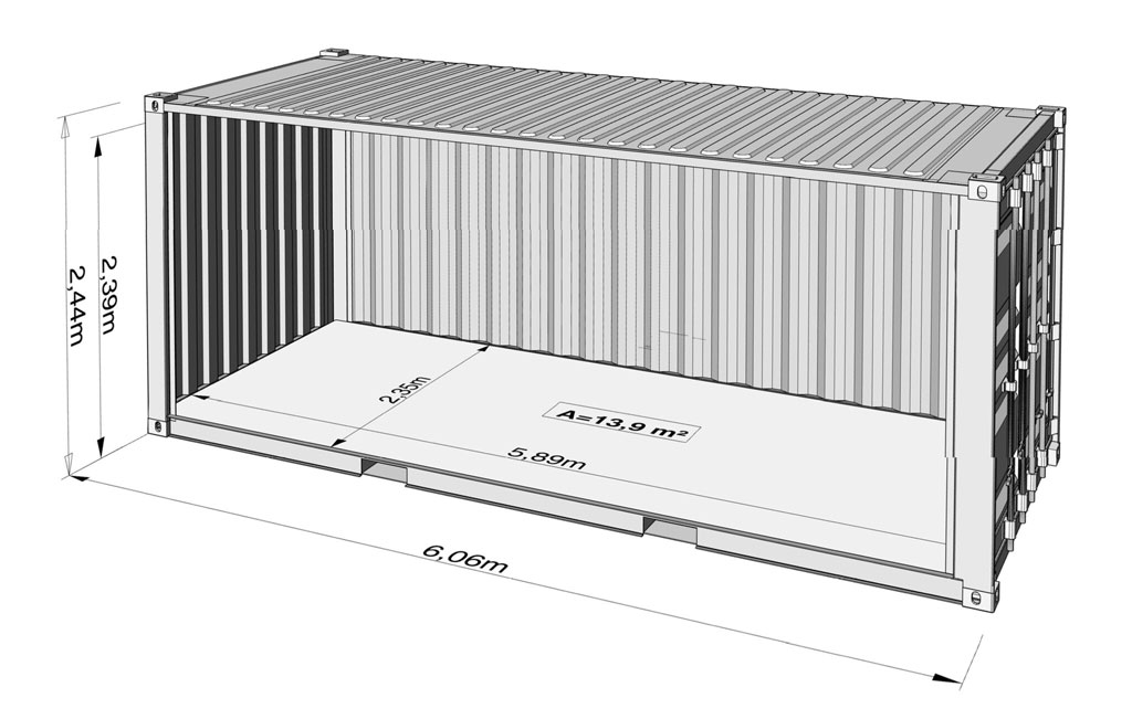 Kích thước container 20ft